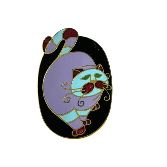 Vintage Barbara Lavallee Brooch Pin Genuine Cloisonne Enamel Cheshire Cat Kitty - Picture 4 of 7